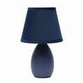 Creekwood Home Traditional Petite Ceramic Oblong Bedside Table Lamp, Matching Tapered Drum Fabric Shade, Blue CWT-2005-BL